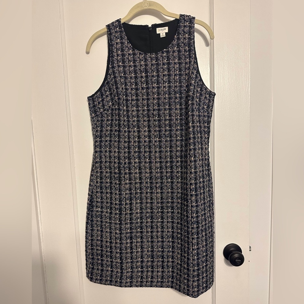 J. Crew Factory Navy Tweed Knee Length Dress